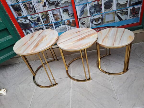 3 in 1 Extendable Marble Side Stools