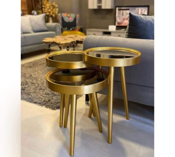 3 in 1 Gold Marble Side Stools