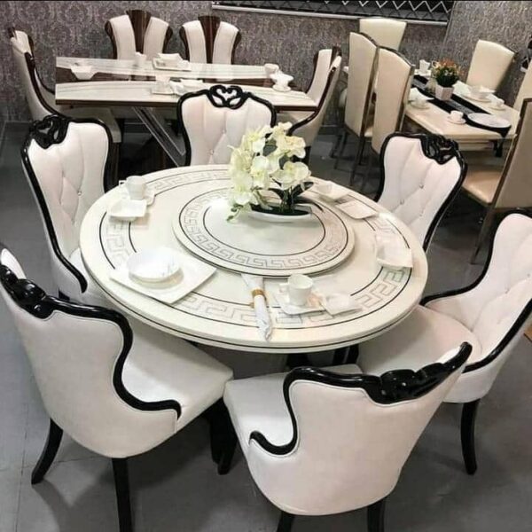 6 Seaters Round Luxury Marble Dining Table