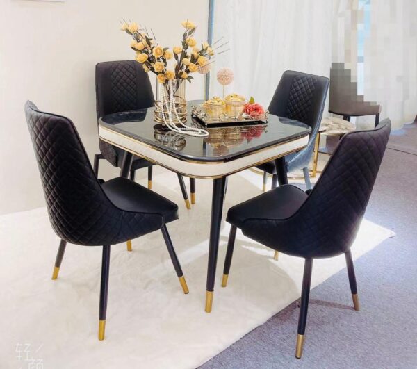 Black 4 Seaters Luxury Marble Dining Table