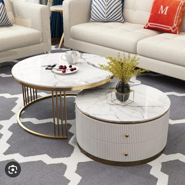 Exquisite Marble Centre Table With Storage Cabinet