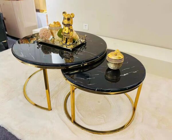 Extendable Marble Center Table Black Top