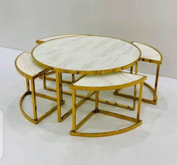 Round Centre Table 4 Extra Side Stools