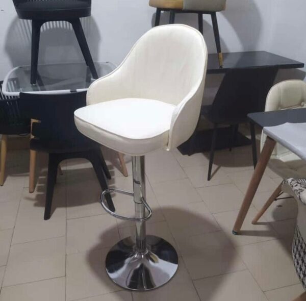 White Adjustable Bar Stool Chair