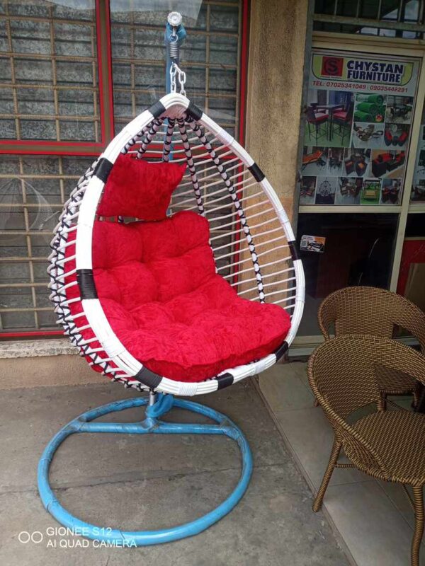 White And Red Outdoor Swing Garden Chair